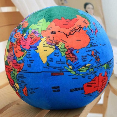 Plush Earth Globe Pillow #1 (P53)